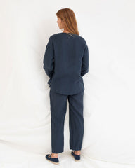 Pantalon droit lin "Meltemi" - Navy