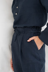 Pantalon droit lin "Meltemi" - Navy