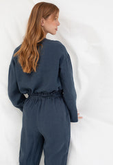 Pantalon droit lin "Meltemi" - Navy