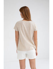 T-shirt lin & coton - Sable