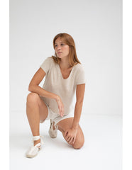 T-shirt lin & coton - Sable