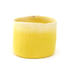 Rangement calebasse en feutre M - Citron/naturel