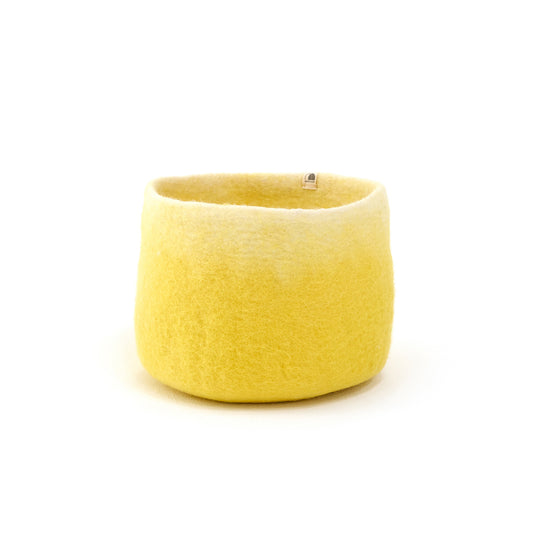 Rangement calebasse en feutre S - Citron/naturel