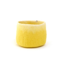 Rangement calebasse en feutre S - Citron/naturel