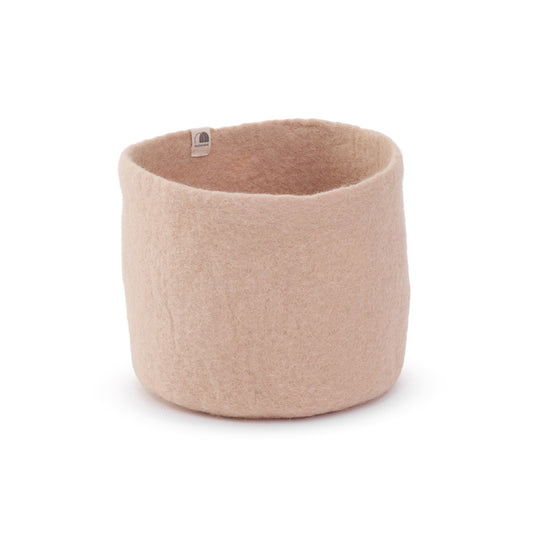 Petit panier gigogne feutre M - Rose poudré