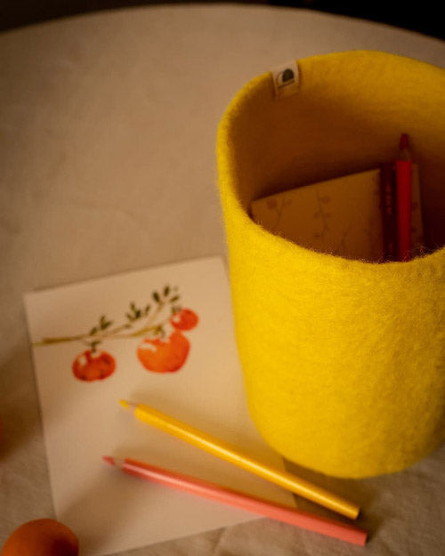 Petit panier gigogne feutre H - Citron