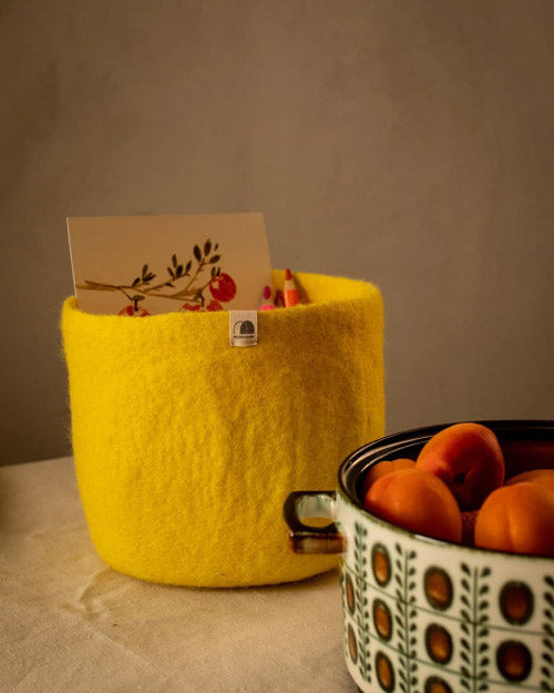 Petit panier gigogne feutre L - Citron