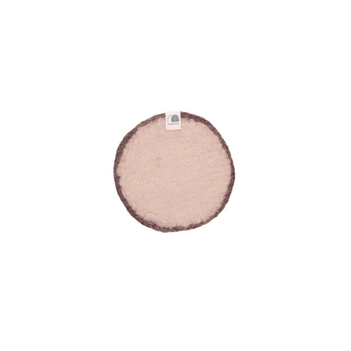 Pastille feutre S - Rose poudré/acajou