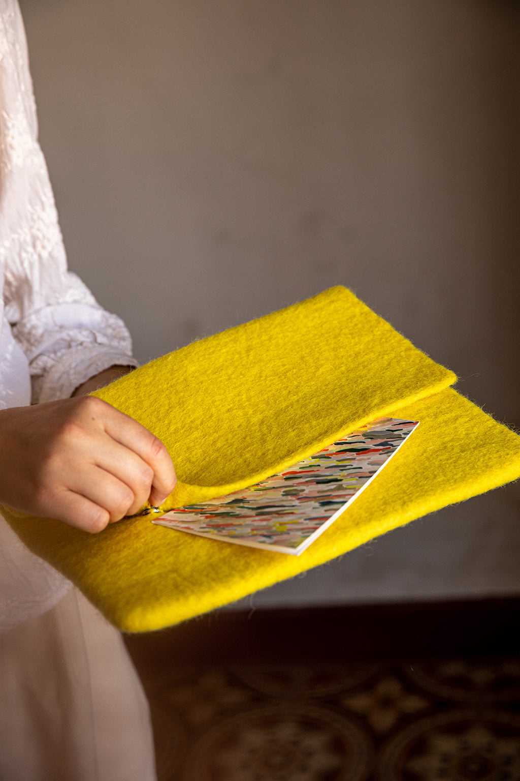 Pochette tablette feutre - Citron