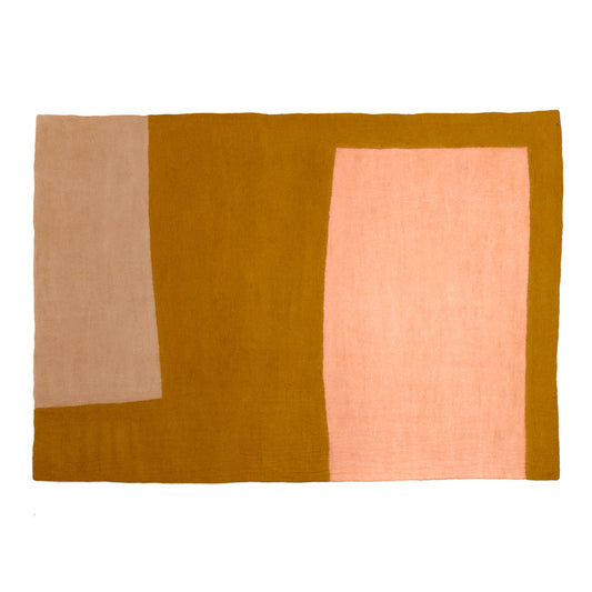 Tapis "Colorblock" laine 170x240 - Or