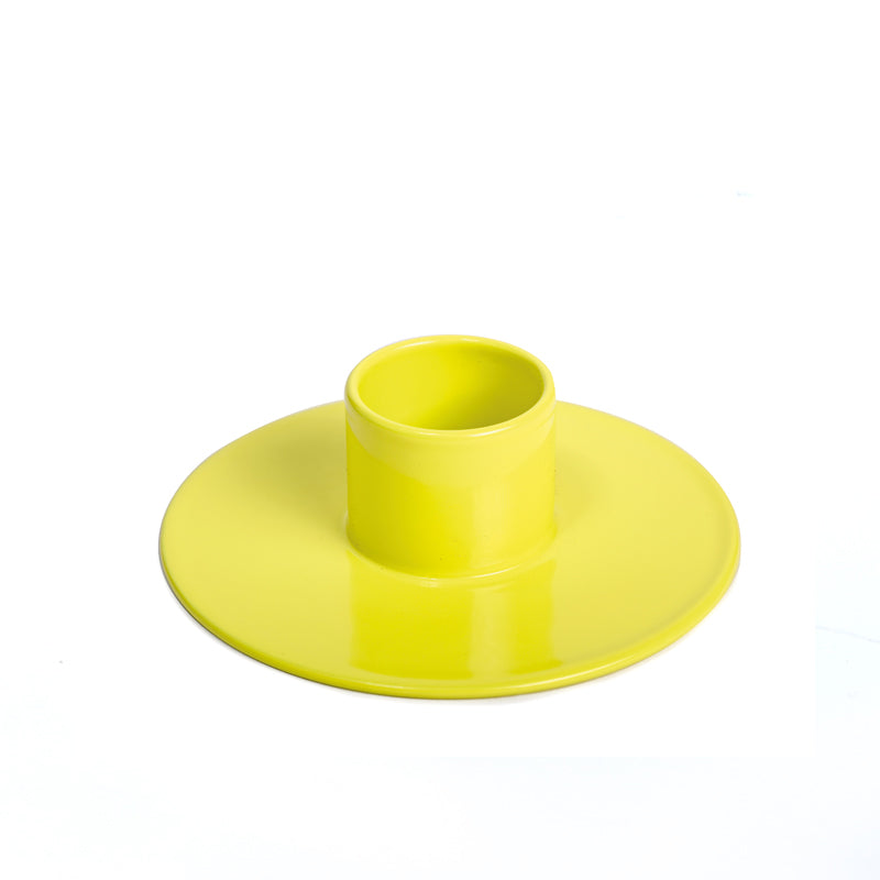 Bougeoir "Pop" métal laqué - Jaune souffre