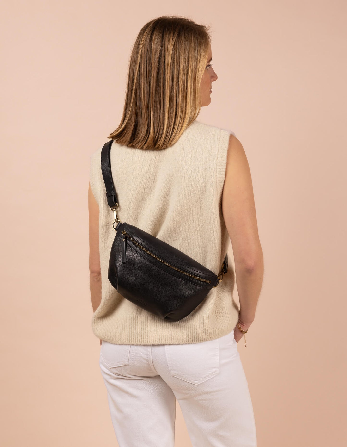 Banane "Milo" cuir - Noir
