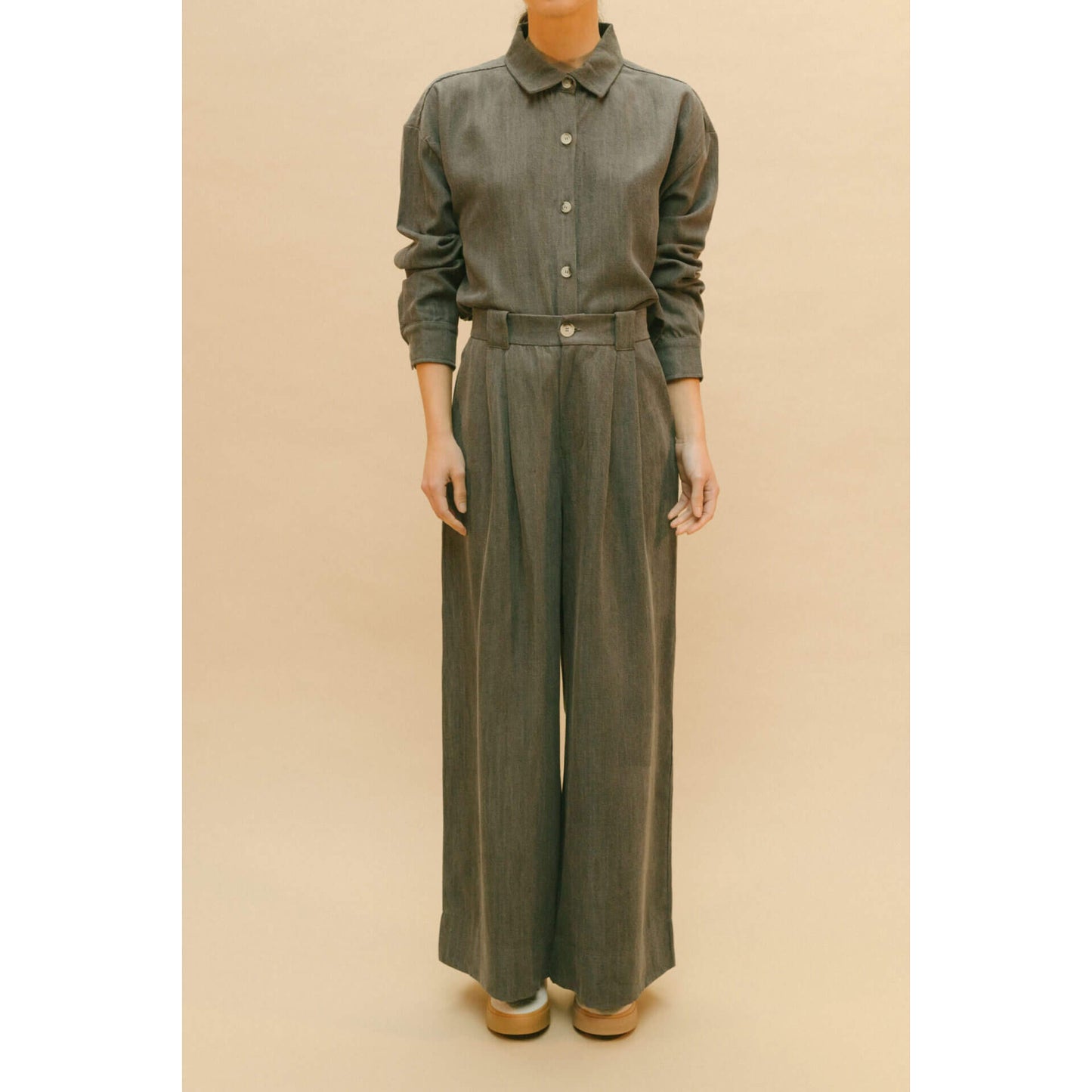 Pantalon large denim Tencel - Anthracite