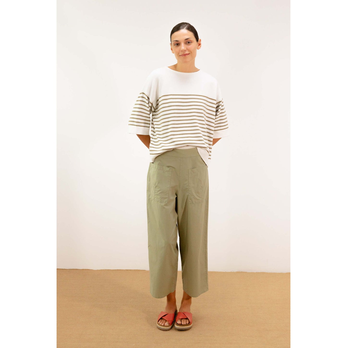 Pantalon straight large - Kaki clair