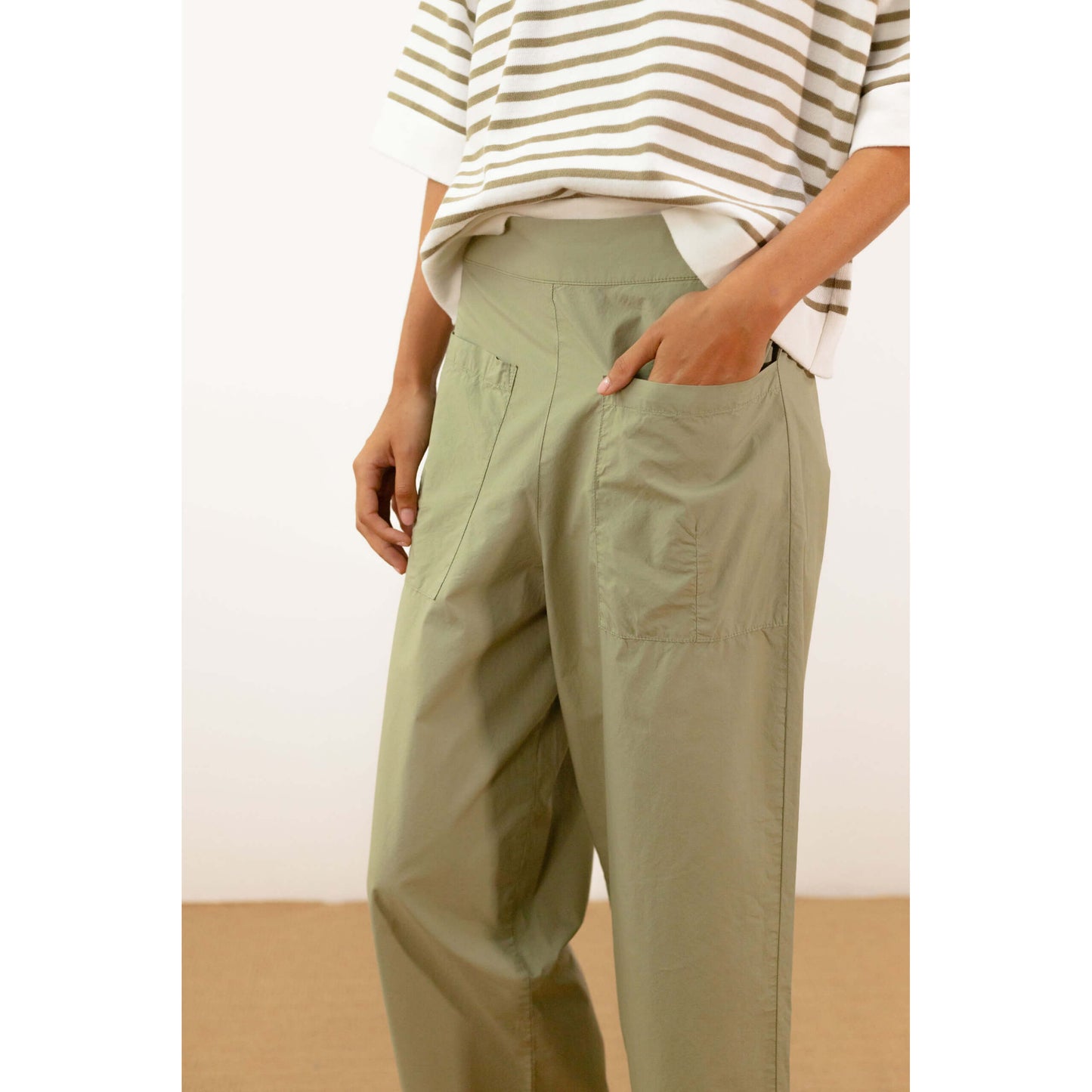Pantalon straight large - Kaki clair