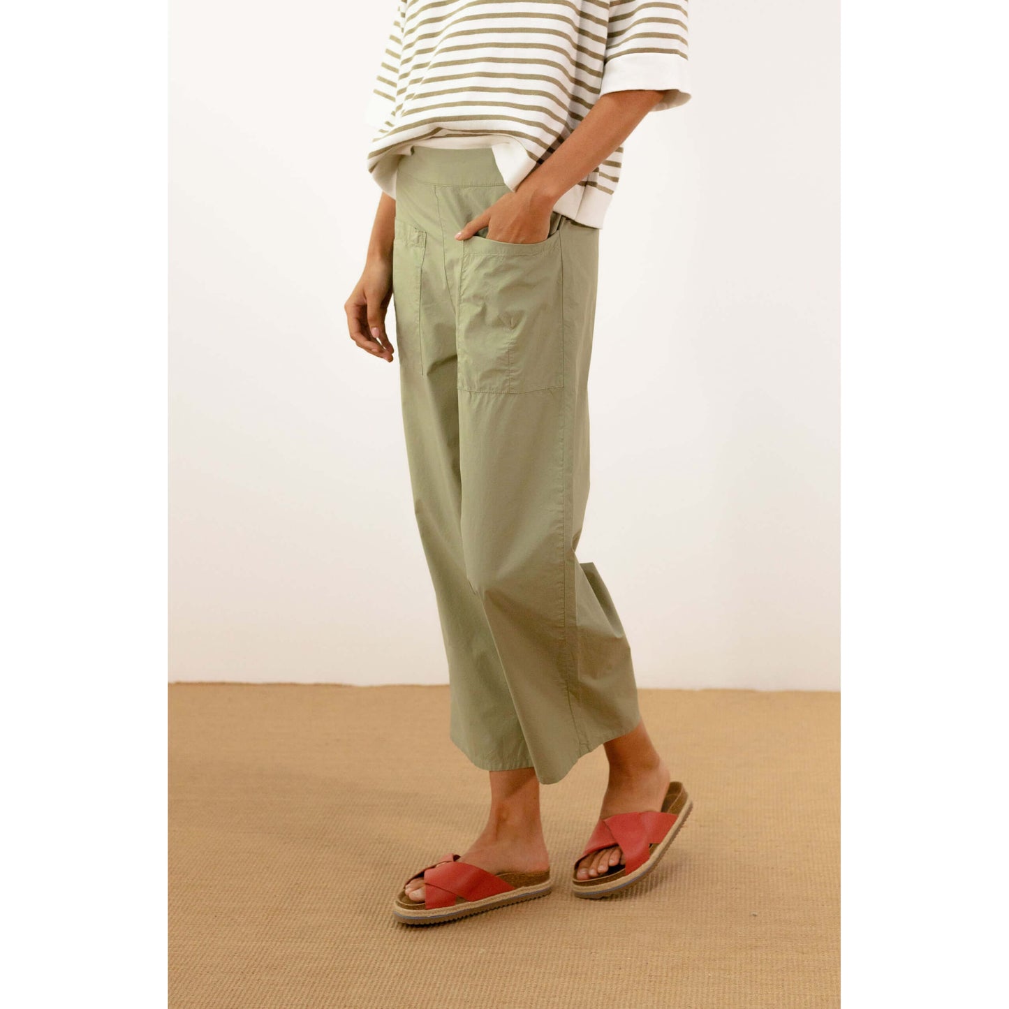 Pantalon straight large - Kaki clair