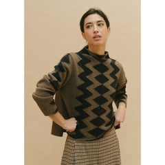 Pull Intarsia laine  - Vison/navy