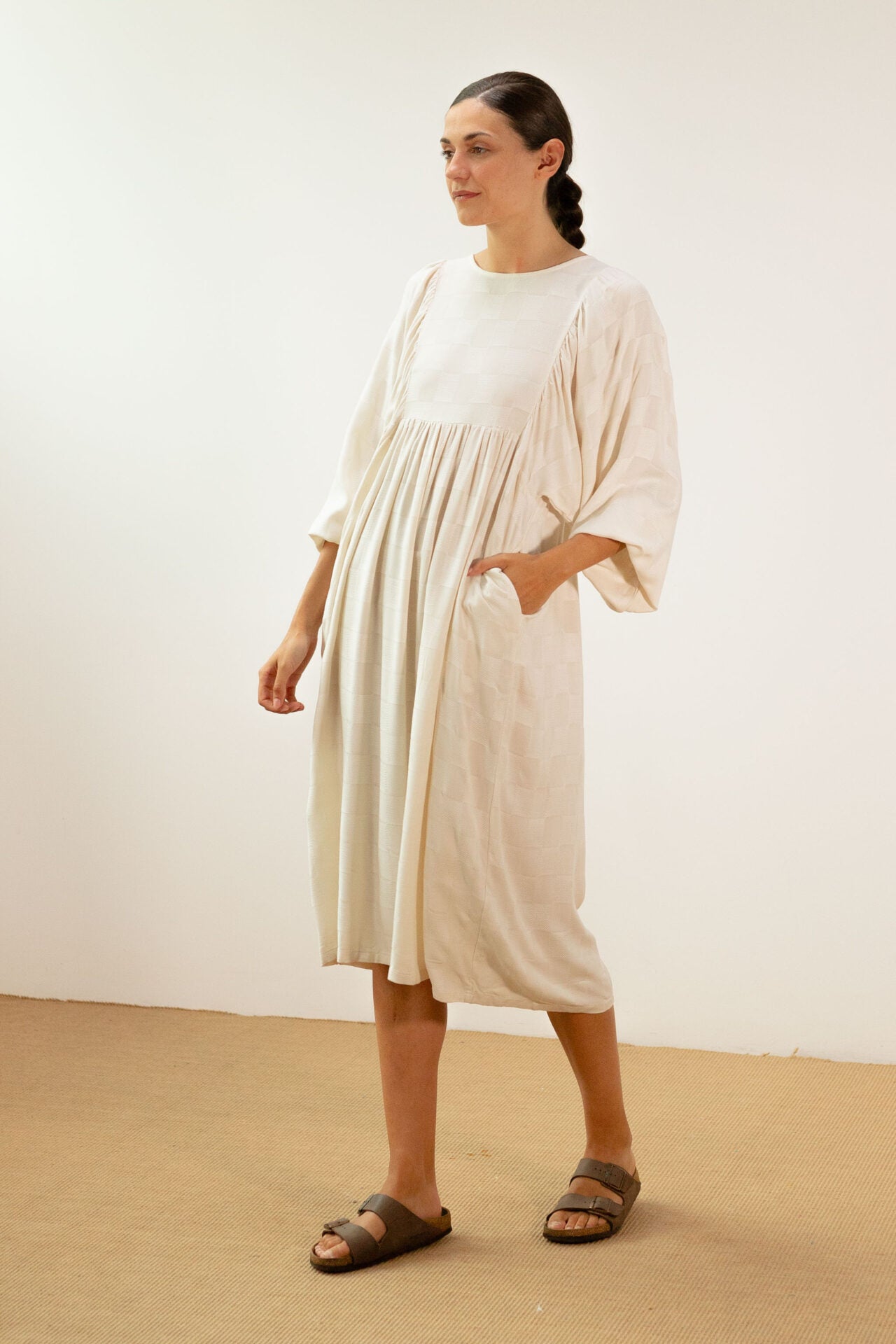 Robe midi  - Ecru