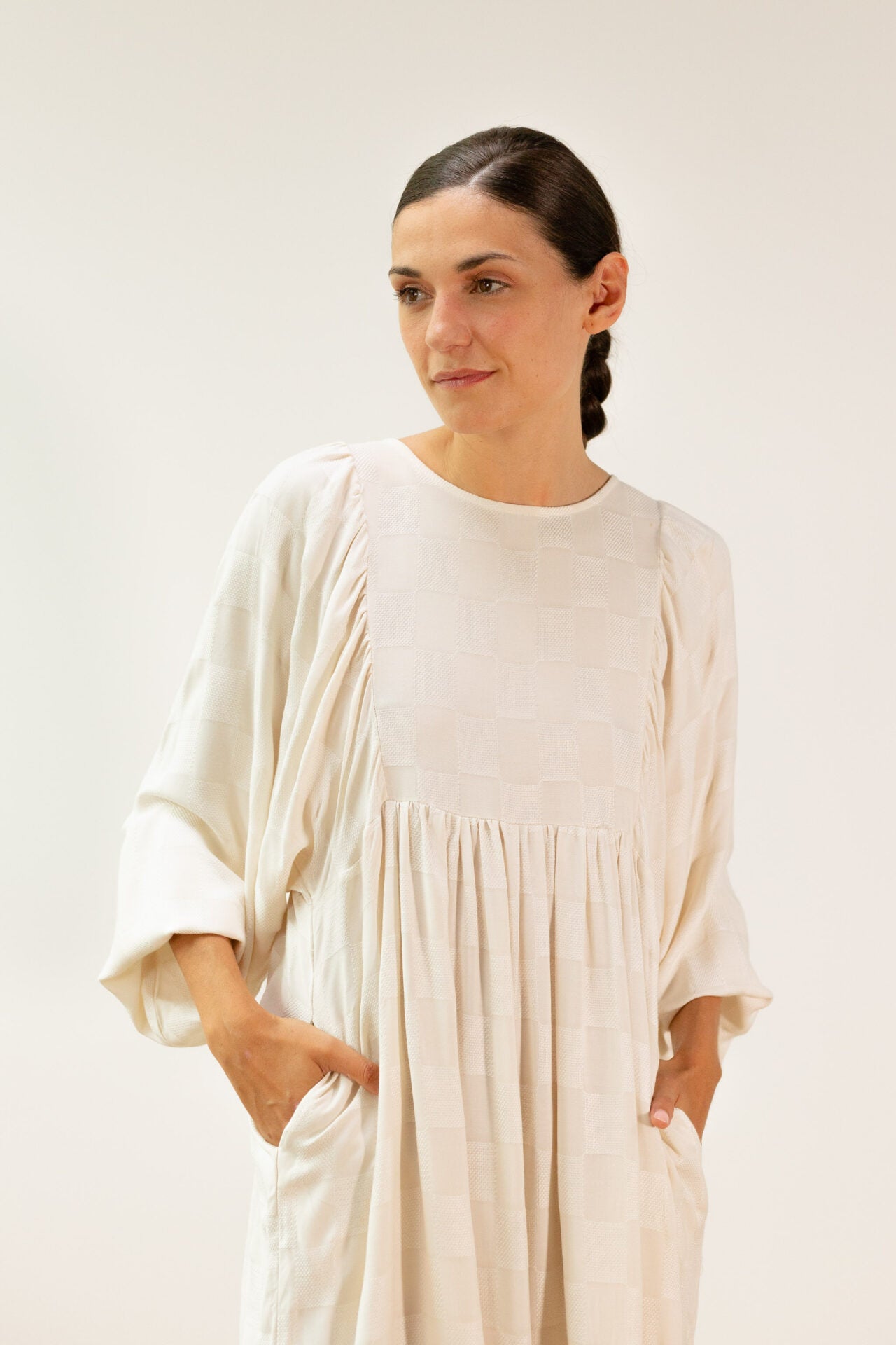 Robe midi  - Ecru