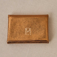 Portefeuille "Emile Double" cuir - Lézard doré