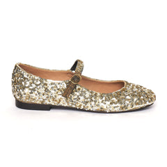 Ballerines cuir "Claudia Sequins" - Or & argent