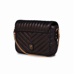 Sac "Servanne" cuir métallisé - Noir