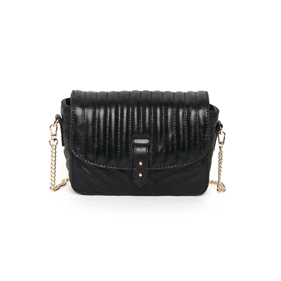 Sac "Servanne" cuir métallisé - Noir
