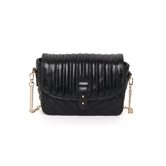 Sac "Servanne" cuir métallisé - Noir