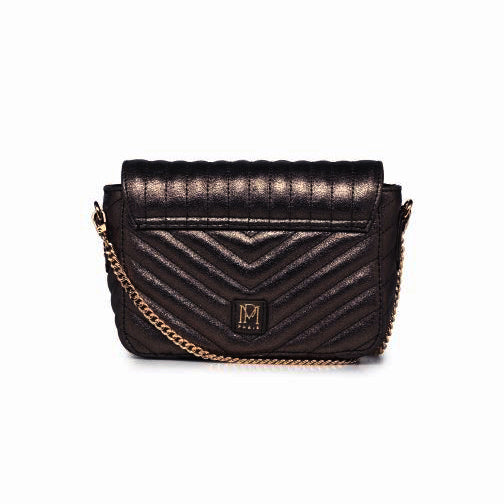 Sac "Servanne" cuir métallisé - Noir