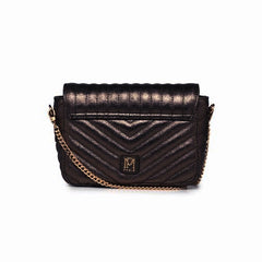 Sac "Servanne" cuir métallisé - Noir
