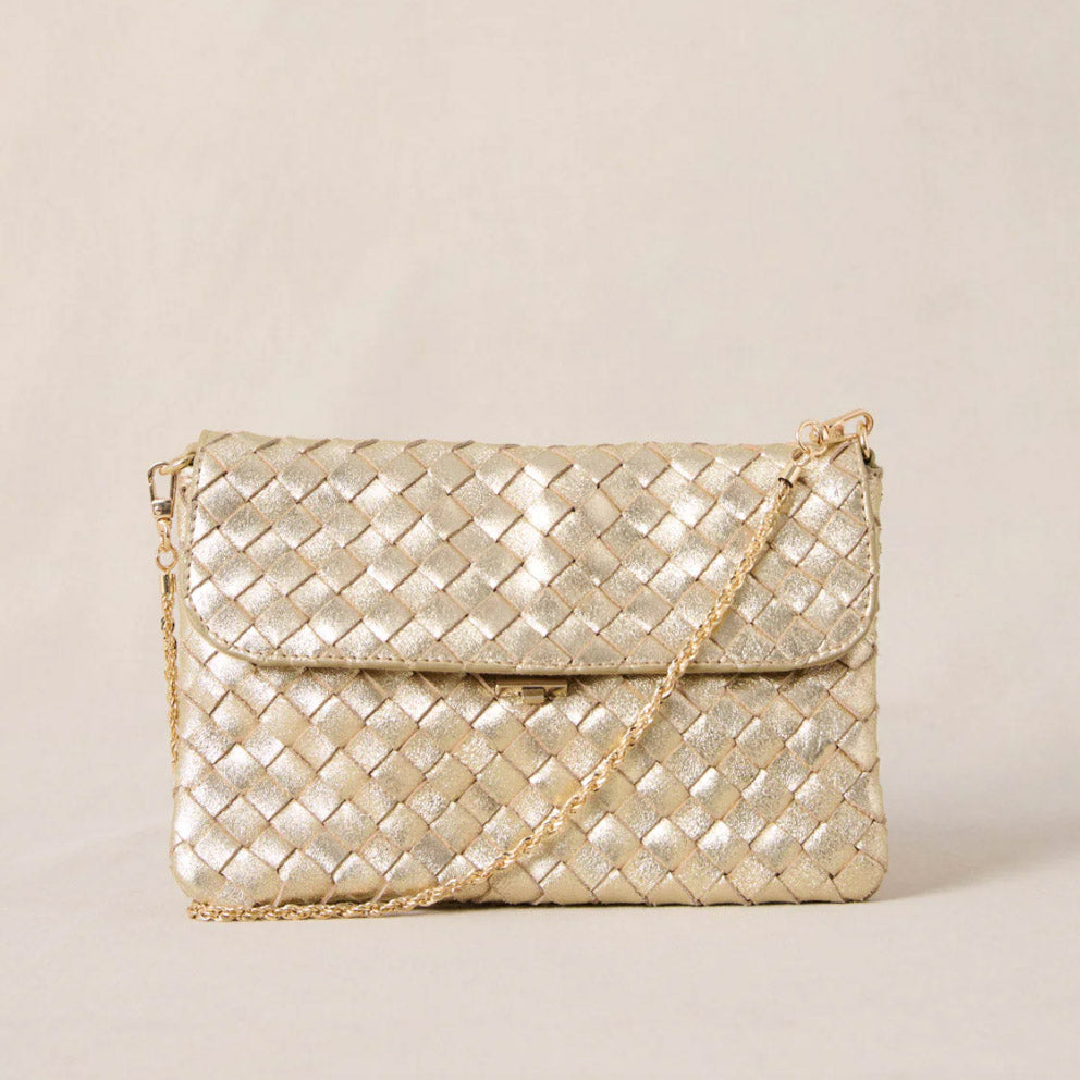 Sac-pochette "Sam" cuir métallisé - Or