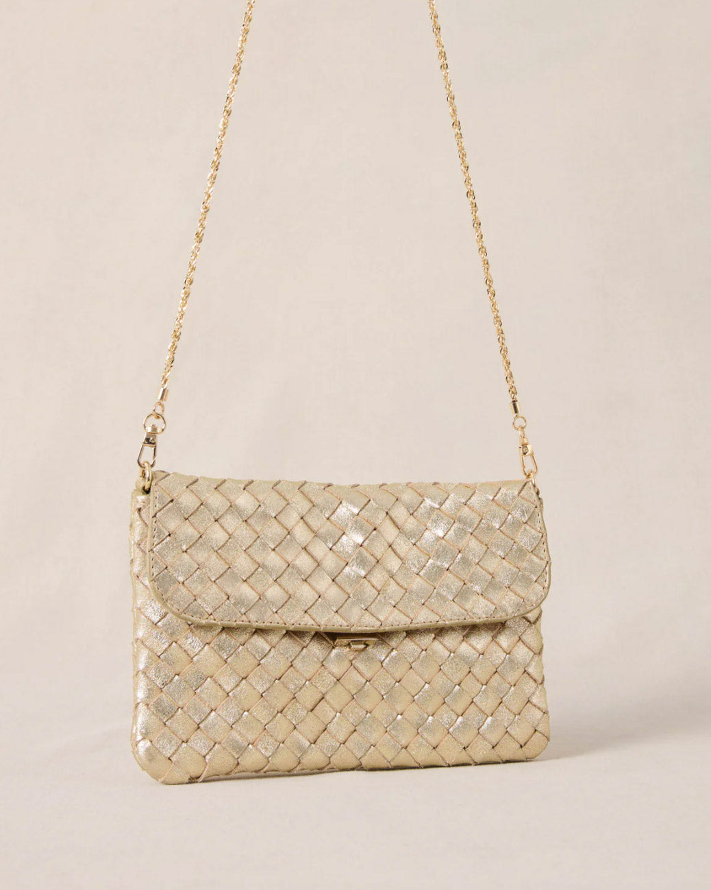 Sac-pochette "Sam" cuir métallisé - Or