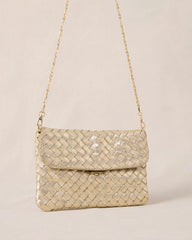 Sac-pochette "Sam" cuir métallisé - Or