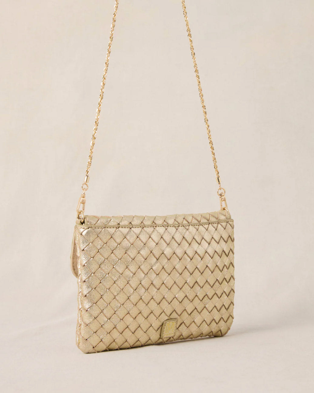 Sac-pochette "Sam" cuir métallisé - Or