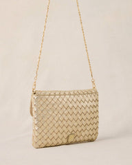 Sac-pochette "Sam" cuir métallisé - Or
