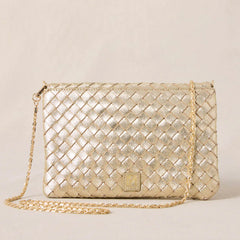 Sac-pochette "Sam" cuir métallisé - Or