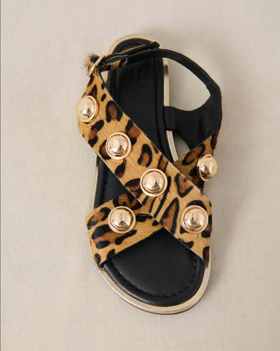 Sandales "Coberts Rivets" cuir - Léopard