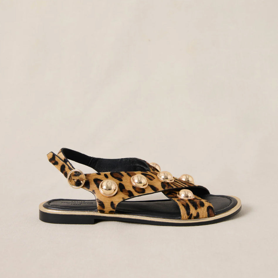 Sandales "Coberts Rivets" cuir - Léopard