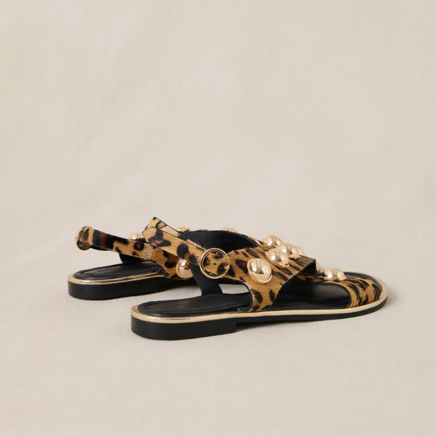 Sandales "Coberts Rivets" cuir - Léopard