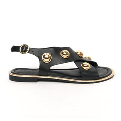 Sandales "Coberts Rivets" cuir - Noir