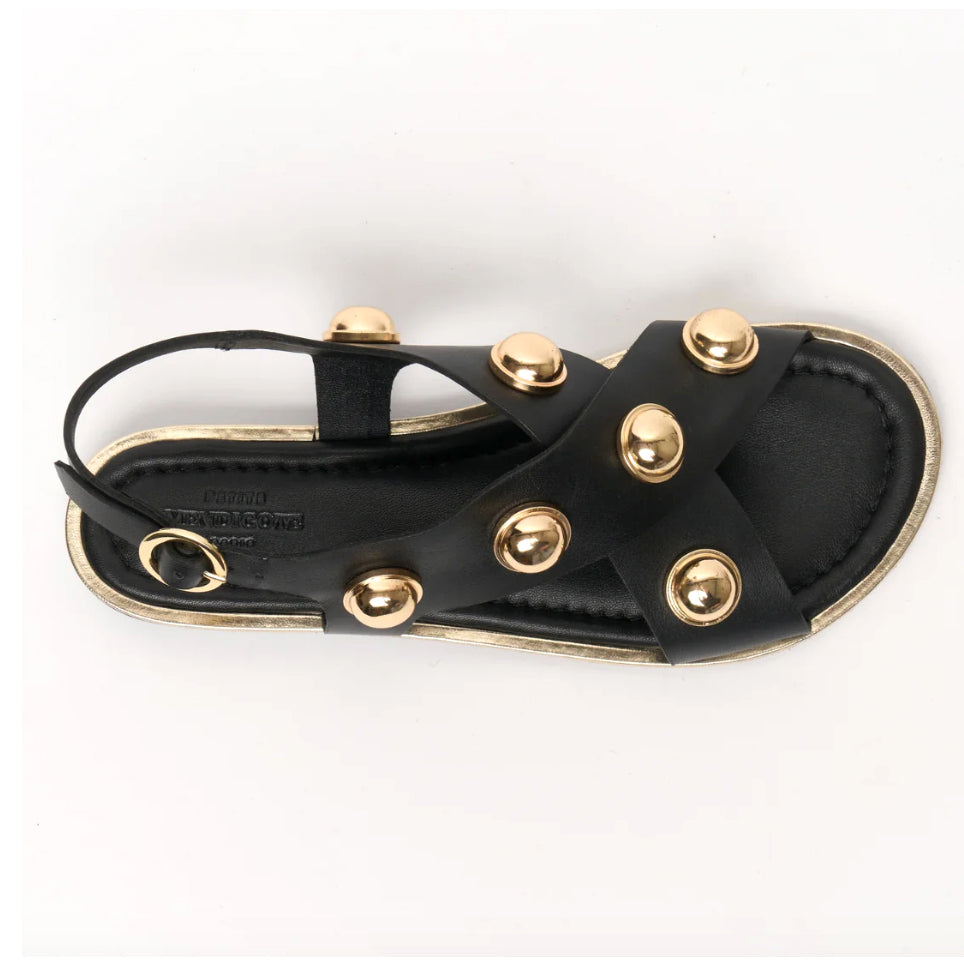 Sandales "Coberts Rivets" cuir - Noir