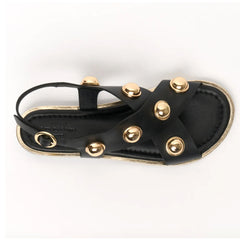 Sandales "Coberts Rivets" cuir - Noir