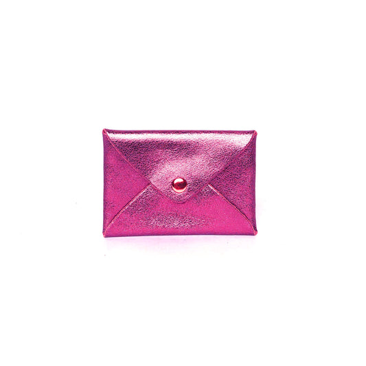 Porte-cartes "Emile" cuir foil - Fuschia