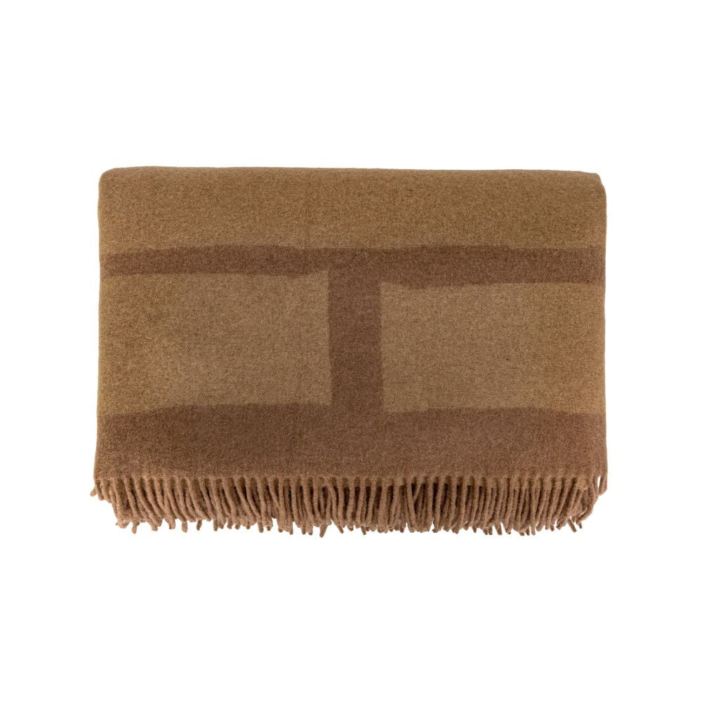 Plaid en laine motifs contrastes "Glove" - Brown