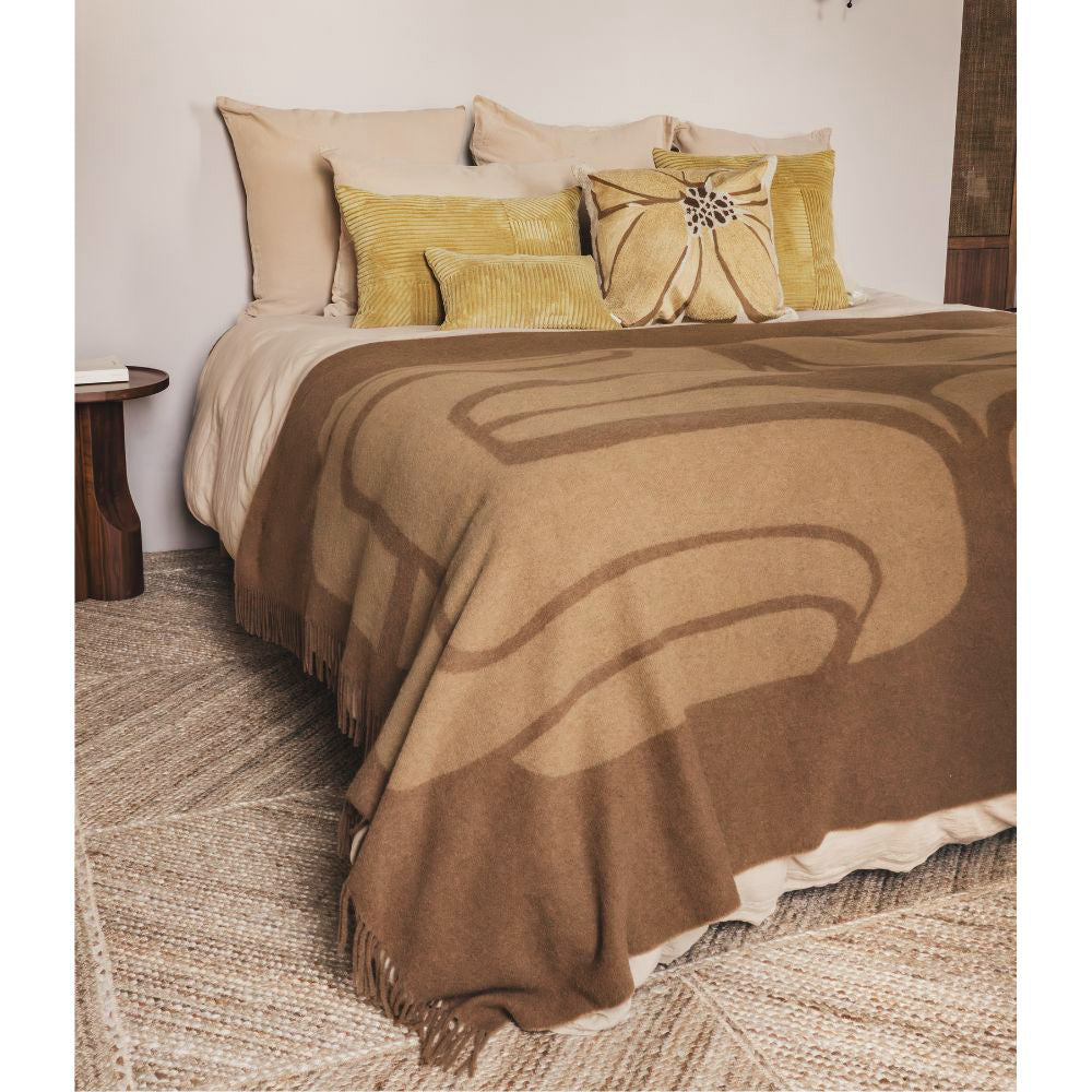 Plaid en laine motifs contrastes "Glove" - Brown
