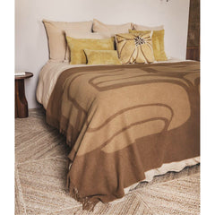 Plaid en laine motifs contrastes "Glove" - Brown