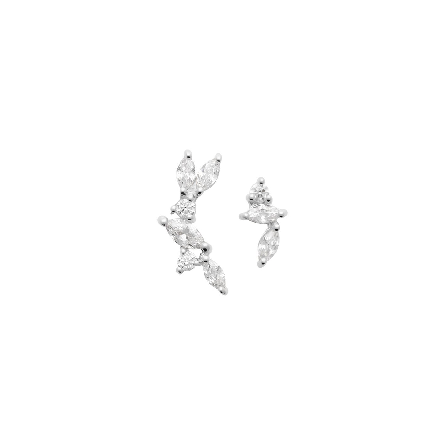 Puces asymétriques Argent &  Zircons