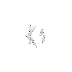 Puces asymétriques Argent &  Zircons