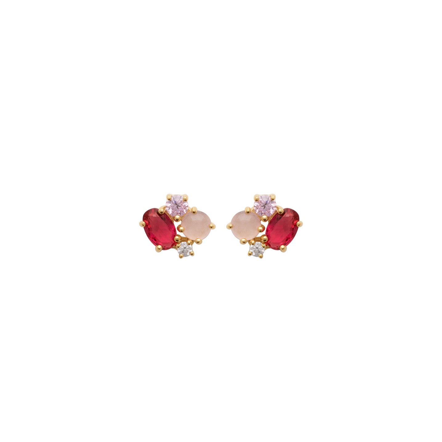 Puces "gems" Zircons & opale rose