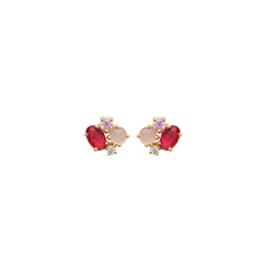 Puces "gems" Zircons & opale rose